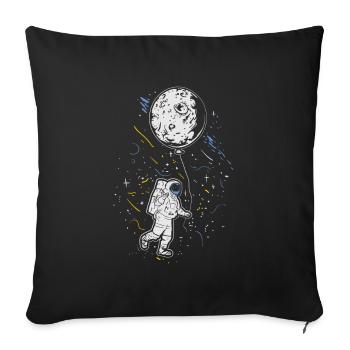 Astronaut mit Ballon - Weltraum Mond Raumfahrer - Sofakissenbezug 45 x 45 cm - Schwarz - Vorne