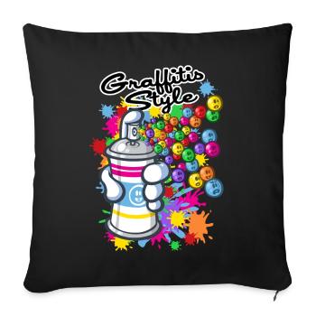 Graffitis et carttoon - Housse de coussin décorative 45 x 45 cm - noir - Devant