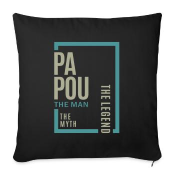 Papou The Myth - Sofa pillowcase 17,3'' x 17,3'' (45 x 45 cm) - black - Front