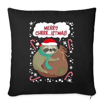 Merry Christmas Faultier T-Shirt Weihnachten sloth - Sofakissenbezug 45 x 45 cm - Schwarz - Vorne