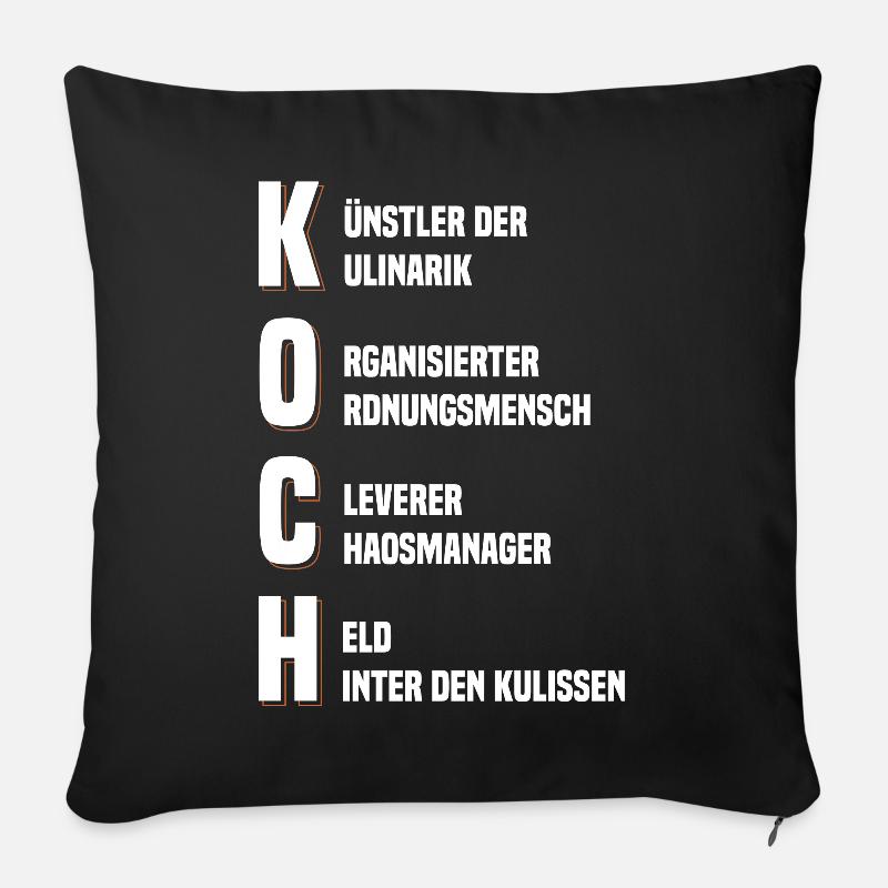 Koch - Eigenschaften des Wortes Koch - Sofakissenbezug 45 x 45 cm - Schwarz