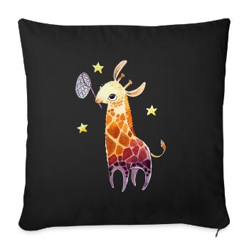 Girafe et étoiles - Housse de coussin décorative 45 x 45 cm - noir - Devant