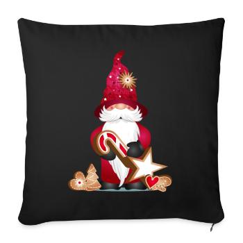 gnome sucré magique avec des biscuits de Noël - Housse de coussin décorative 45 x 45 cm - noir - Devant