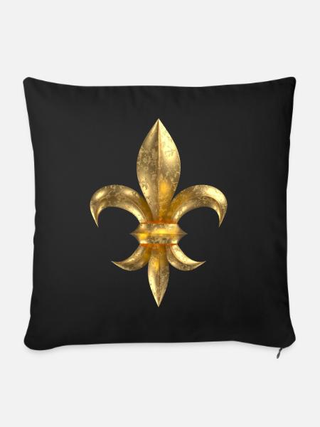 Fleur de Lys / Fleur de Lis Gold-Look korrodiert - Sofakissenbezug 45 x 45 cm - Schwarz