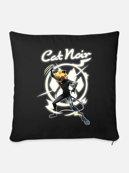 Miraculous Cat Noir Superhero Pose - Sofa pillowcase 17,3'' x 17,3'' (45 x 45 cm) - black