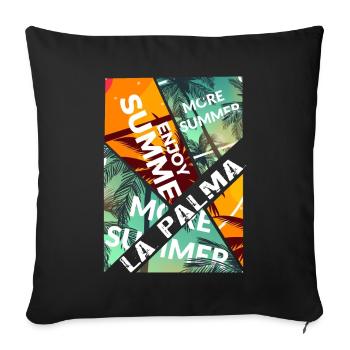 La Palma Été Soleil Plage Mer Palmiers Îles Canaries - Housse de coussin décorative 45 x 45 cm - noir - Devant