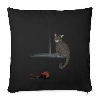 Tigré au clair de lune et rose déchue - Housse de coussin décorative 45 x 45 cm - noir - Devant