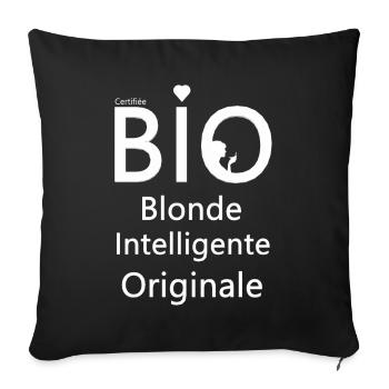 femme, femme humour, bio - Housse de coussin décorative 45 x 45 cm - noir - Devant