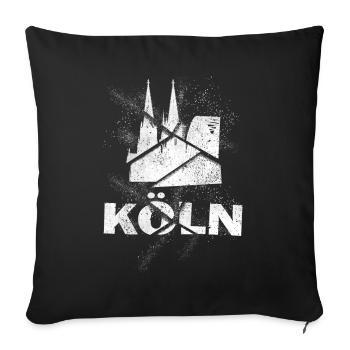 Cathédrale de Cologne Allemagne Ville Skyline Grunge Splash - Housse de coussin décorative 45 x 45 cm - noir - Devant