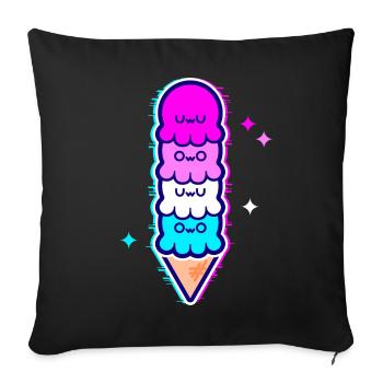 UwU | Octopus ice cream with femboy flag glitter - Sofa pillowcase 17,3'' x 17,3'' (45 x 45 cm) - black - Front