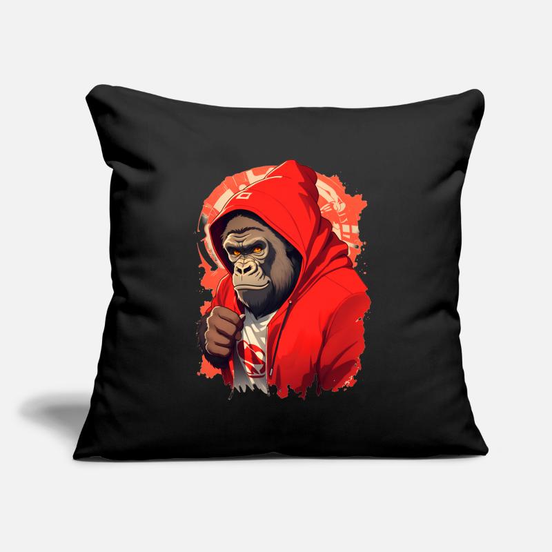 Gorille à capuche rouge Housse de coussin décorative 45 x 45 cm