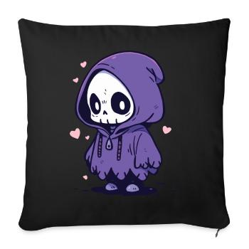 Squelette mignon d’Halloween - Design effrayant mignon - Housse de coussin décorative 45 x 45 cm - noir - Devant