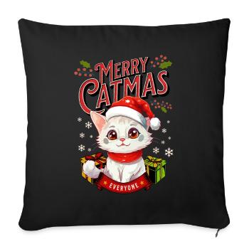Cat Christmas Merry Catmas Meowy Ugly Funny - Sofa pillowcase 17,3'' x 17,3'' (45 x 45 cm) - black - Front