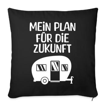 Wanderlust Camping Chillen Wohnwagen Statement - Sofakissenbezug 45 x 45 cm - Schwarz - Vorne