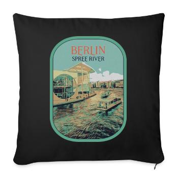 Illustration Architecture Moderne Berlin - Housse de coussin décorative 45 x 45 cm - noir - Devant