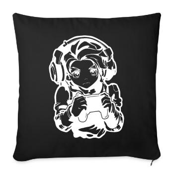 Gamer Boy Drawing - Sofa pillowcase 17,3'' x 17,3'' (45 x 45 cm) - black - Front