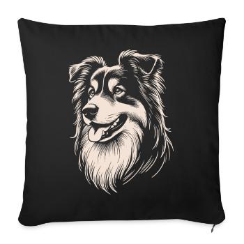 Australian Shepherd Features - Sofa pillowcase 17,3'' x 17,3'' (45 x 45 cm) - black - Front
