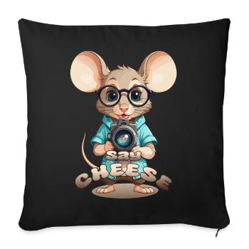 Souris avec caméra - Housse de coussin décorative 45 x 45 cm - noir - Devant