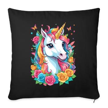 Cute Unicorn - Sofa pillowcase 17,3'' x 17,3'' (45 x 45 cm) - black - Front