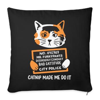 Lustiges Fahndungsfoto Katze - Sofakissenbezug 45 x 45 cm - Schwarz - Vorne