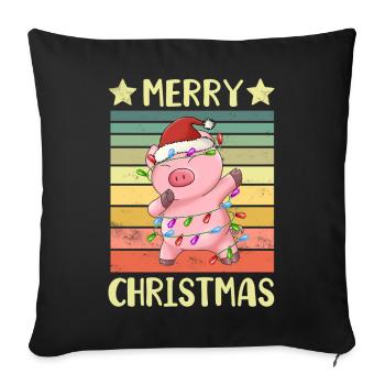 Merry Christmas Pig - Sofa pillowcase 17,3'' x 17,3'' (45 x 45 cm) - black - Front