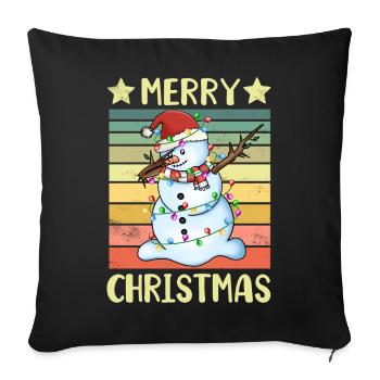 Merry Christmas Snowman - Sofa pillowcase 17,3'' x 17,3'' (45 x 45 cm) - black - Front