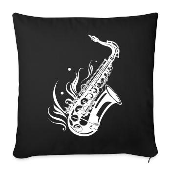 Saxophone Sketch - Sofa pillowcase 17,3'' x 17,3'' (45 x 45 cm) - black - Front