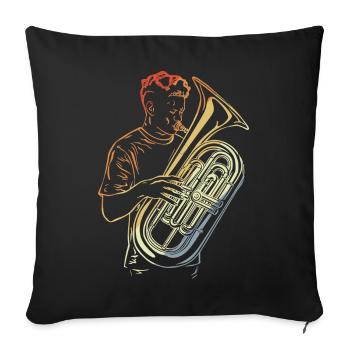 Tuba Drawing Vintage - Sofa pillowcase 17,3'' x 17,3'' (45 x 45 cm) - black - Front
