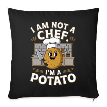 Playful Potato Chef Illustration - Sofa pillowcase 17,3'' x 17,3'' (45 x 45 cm) - black - Front