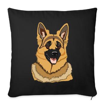 Dog German Shepherd - Sofa pillowcase 17,3'' x 17,3'' (45 x 45 cm) - black - Front