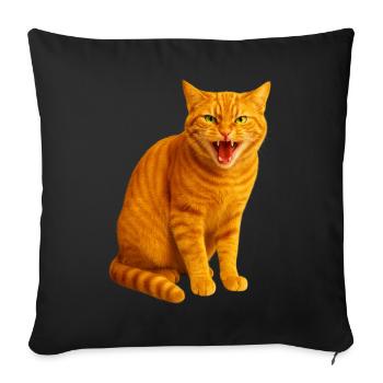Hissing orange tabby cat - Sofa pillowcase 17,3'' x 17,3'' (45 x 45 cm) - black - Front