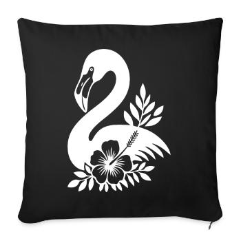 Elegant Swan and Floral Monochrome Design - Sofa pillowcase 17,3'' x 17,3'' (45 x 45 cm) - black - Front