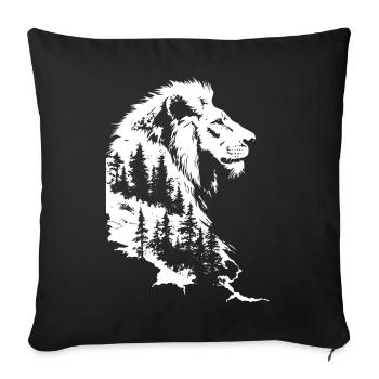 Lion Nature Forest Mountains Lion Head - Sofa pillowcase 17,3'' x 17,3'' (45 x 45 cm) - black - Front
