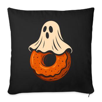 Motif d’Halloween de beignet fantôme - Housse de coussin décorative 45 x 45 cm - noir - Devant