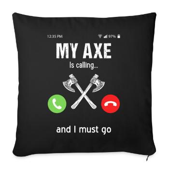 Mythologie viking Valhalla guerrier hache dictons - Housse de coussin décorative 45 x 45 cm - noir - Devant