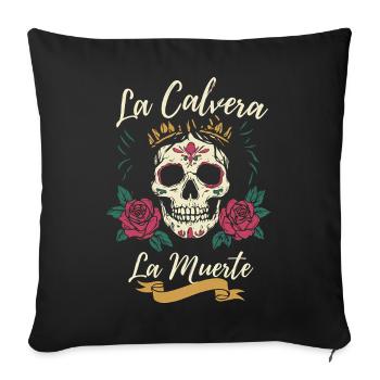 Crâne en sucre Noël homme cadeau floral - Housse de coussin décorative 45 x 45 cm - noir - Devant