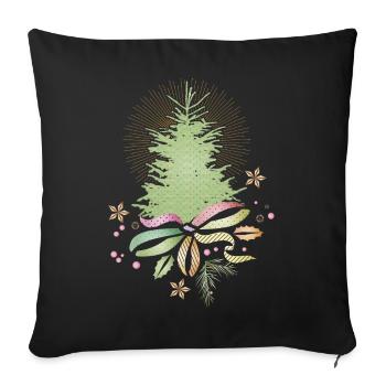 Sapin de Noël délicat avec ruban coloré - Housse de coussin décorative 45 x 45 cm - noir - Devant