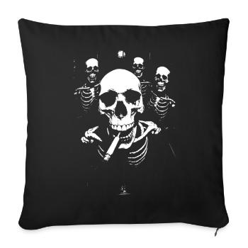 Défilé de squelettes dans l’ascenseur - Housse de coussin décorative 45 x 45 cm - noir - Devant