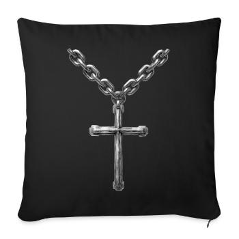 Collier Croix Croix Christianisme chrétien - Housse de coussin décorative 45 x 45 cm - noir - Devant