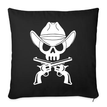 Cowboy Skull and Crossed Pistols (White) - Sofa pillowcase 17,3'' x 17,3'' (45 x 45 cm) - black - Front