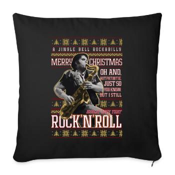 Eddie Rockabilly Sax Ugly Christmas Sweater - Sofa pillowcase 17,3'' x 17,3'' (45 x 45 cm) - black - Front