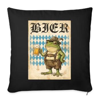Bier Frosch In Lederhose Spaß - Sofakissenbezug 45 x 45 cm - Schwarz - Vorne