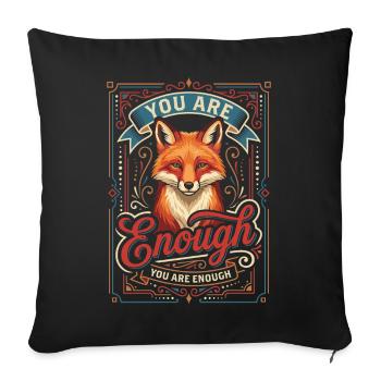 You Are Enough: Fox Vintage Art - Sofakissenbezug 45 x 45 cm - Schwarz - Vorne