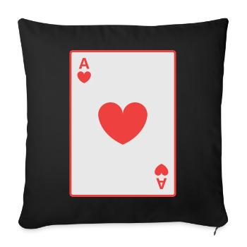 Carte rouge as de cœur - Housse de coussin décorative 45 x 45 cm - noir - Devant