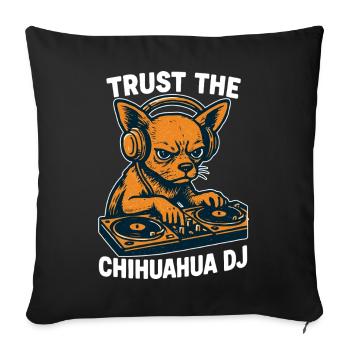 Chihuahua DJ Retro Turntables Headphones Gift - Sofa pillowcase 17,3'' x 17,3'' (45 x 45 cm) - black - Front