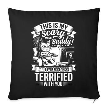 Scary Cat Cuddly Friend - Sofa pillowcase 17,3'' x 17,3'' (45 x 45 cm) - black - Front