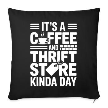 Coffee Thrift Store Day - Sofa pillowcase 17,3'' x 17,3'' (45 x 45 cm) - black - Front
