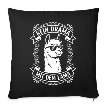 No drama with the llama - Sofa pillowcase 17,3'' x 17,3'' (45 x 45 cm) - black - Front