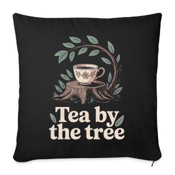Tea under the tree | Forest, Peace, Nature - Sofa pillowcase 17,3'' x 17,3'' (45 x 45 cm) - black - Front