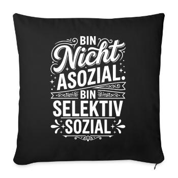 Sélectivement social – Pas antisocial - Housse de coussin décorative 45 x 45 cm - noir - Devant